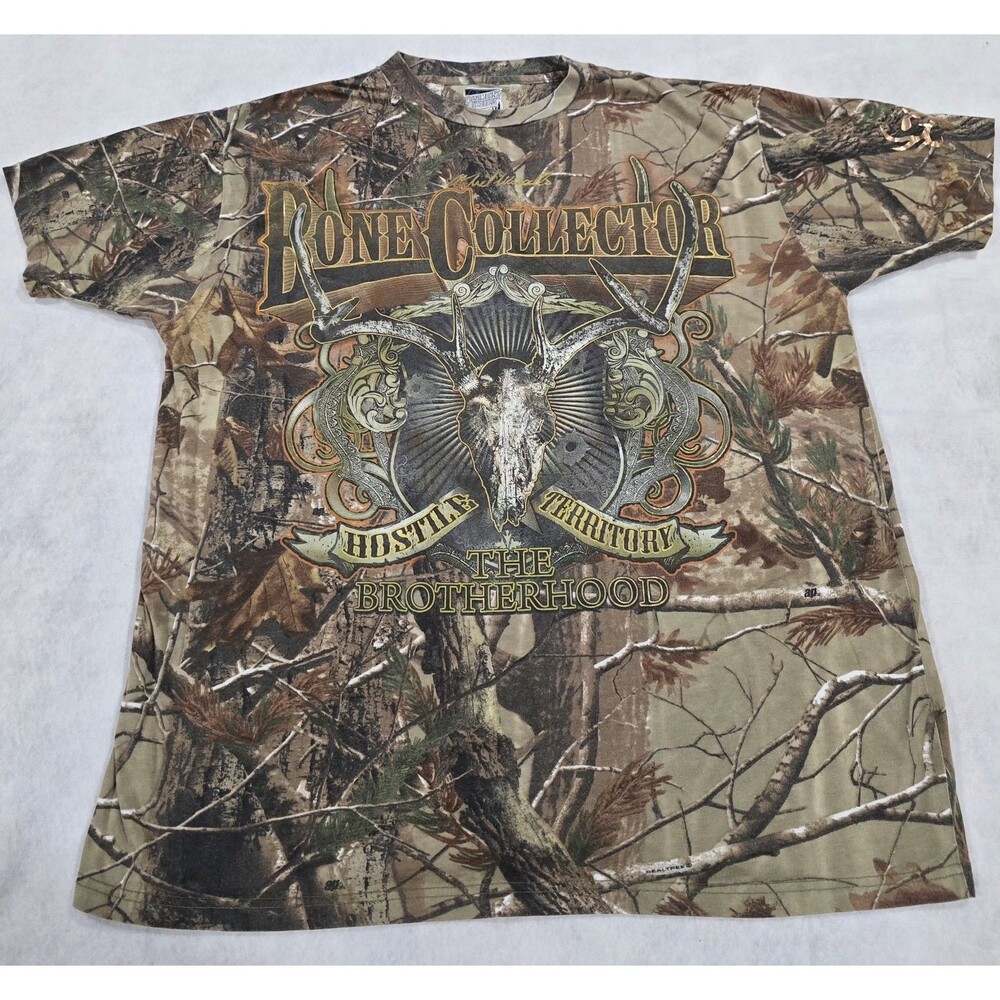 Bone Collector Realtree Camo Mens T-Shirt Shiny Gold Outline XL
